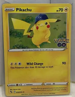 Pokemon Pikachu 028/078 Pokemon GO Holo Rare Holo Basic 70 HP Wild Charge - Image 1