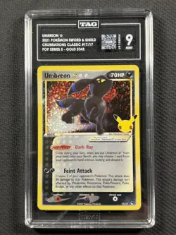 Pokemon Cards TAG 9 Mint Umbreon Celebrations Pop Series 5 Gold Star SWSH 17/17 - Image 1