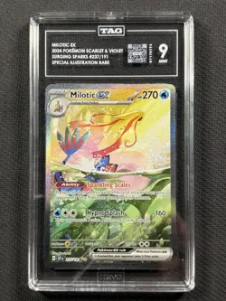 Pokemon Cards TAG 9 Mint Milotic Ex SIR Surging Sparks S&V 2024 237/191 - Image 1