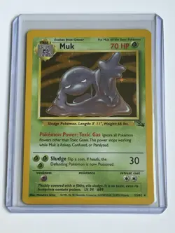 Muk 13 / 62 Pokemon Fossil Unlimited 1999 Near Mint / Light Play Holo Rare - Image 1