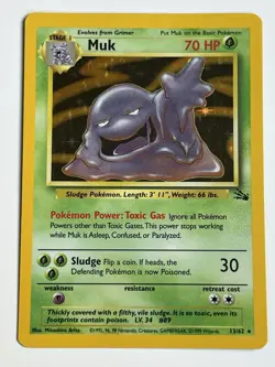 Muk 13 / 62 Pokemon Fossil Unlimited 1999 Near Mint / Light Play Holo Rare - Image 4