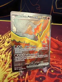 Team Rocket’s Moltres Ex 208/182 Destined Rivals Pokemon Full Art NM - Image 2