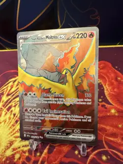 Team Rocket’s Moltres Ex 208/182 Destined Rivals Pokemon Full Art NM - Image 3