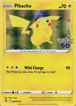 Pikachu (28) Holo Rare Holo 2022 Pokemon GO 028/078 NM - Image 1