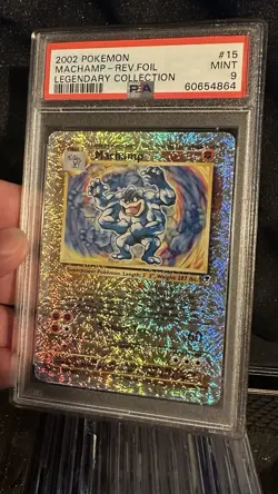 2002 POKEMON LEGENDARY COLLECTION #15 MACHAMP REVERSE HOLO FOIL PSA 9 MINT - Image 1