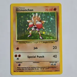 WOTC Pokemon Hitmonchan Base Set Holo Rare 7/102 70 HP English Vintage Card - Image 1