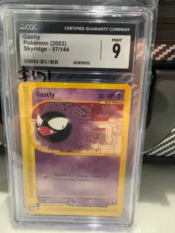 CGC 9 Gastly 57/144 Skyridge 2003 Pokemon WOTC E-Series Vintage Card - Image 1