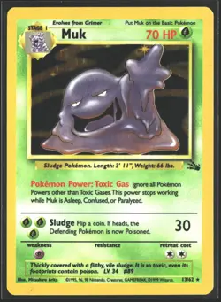 1999 Pokemon TCG Muk Fossil 13/62 Holo Card WOTC Genuine Vintage - Image 1