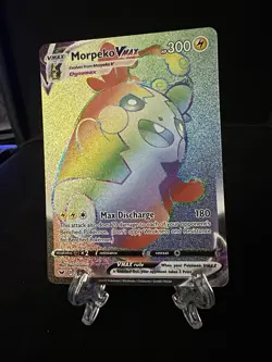 Morpeko VMAX 204/202 Sword and Shield Base Set Rainbow Rare NM Pokemon Card - Image 1
