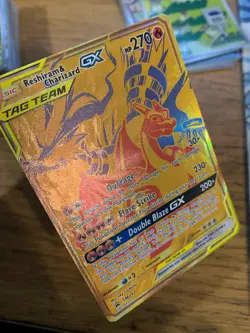 N-MINT! Reshiram & Charizard SM247 Sun & Moon Tag Team Gold Promo Pokemon Card! - Image 3