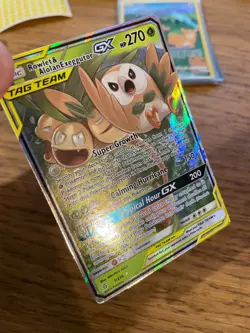 Rowlet & Alolan Exeggutor GX (1/236) Unified Minds Tag Team Holo Pokemon Card! - Image 4