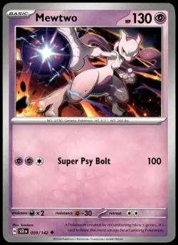 Mewtwo 59/142 Stellar Crown Uncommon LP Pokemon 2024 - Image 1