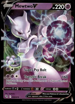Mewtwo V 030/078 Pokemon GO Holo Rare V NM Pokemon 2022 - Image 1