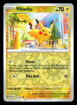 Pikachu 018/091 Paldean Fates NM Reverse Holo Pokemon Card TCG - Image 1