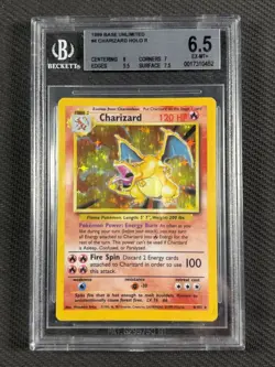 Pokemon Cards BGS 6.5 EX-MT+ Charizard Base Set Unlimited Holo 1999 WotC 4/102 - Image 1
