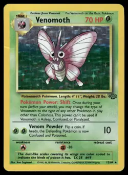 Pokemon Cards Venomoth 13/64 Unlimited Holo Jungle WOTC Rare MP - Image 1