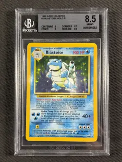 Pokemon Cards BGS 8.5 NM-MT+ Blastoise Base Set Unlimited Holo 1999 WotC 2/102 - Image 1