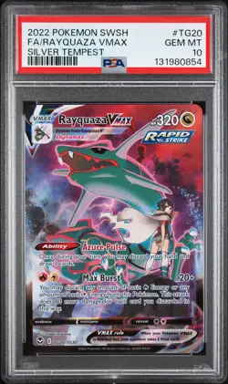 2022 POKEMON SWORD & SHIELD SILVER TEMPEST #TG20 FULL ART/RAYQUAZA VMAX PSA 10 - Image 1