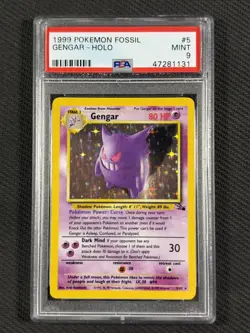 Pokemon Cards PSA 9 Mint Gengar Holo Fossil 1999 WotC Ultra Rare 5/62 - Image 1