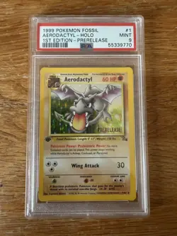1999 Pokemon Fossil - Aerodactyl - 1st Edition - 1/62 Prerelease- PSA 9 - Image 1