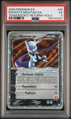 2004 Pokemon EX Rocket Returns Rocket’s Mewtwo EX #99 PSA 5 EX - Image 1