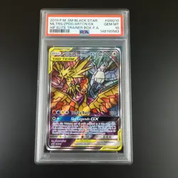 PSA 10 Moltres Zapdos Articuno SM210 Pokemon Hidden Fates Stained Glass Holo - Image 1