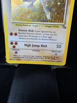 Pokemon TCG Hitmonlee 7/62 Fossil Holo Rare Unlimited MP/HP - Image 2