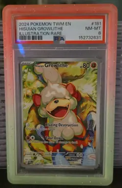 Pokemon TCG Hisuian Growlithe Twilight Masquerade IR 181/167 Psa 8 - Image 1