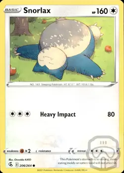 Snorlax 206/264 C Fusion Strike Pokemon NM/M - Image 3