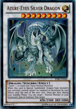 Yugioh Azure-Eyes Silver Dragon SDBE-EN040 Ultra Rare NM - Image 1