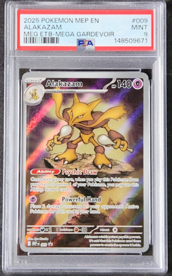 ALAKAZAM 2025 Pokemon Mega Evolution Black Star Promo ETB M. Gard 009 PSA MINT 9 - Image 1