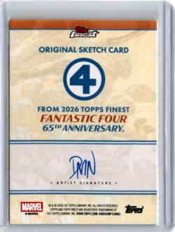 2026 Topps Finest Fantastic Four Ego Sketch Card 1/1 Artist DMN - Fantastic 4 - Image 2