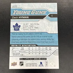 2016-17 Upper Deck Young Guns Zach Hyman Toronto Maple Leafs Rookie Card Oilers - Image 2