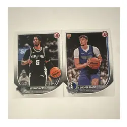 Topps Bowman University 2024-25 Rookie Card Lot Stephon Castle, Cooper Flagg 2 - Image 1