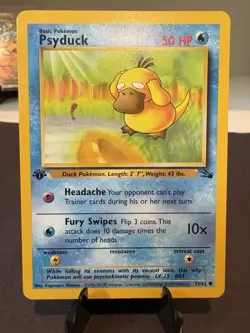 Pokemon Psyduck Fossil 53/62 1st Edition Common Basic Regular 1999 Card LP - Image 1