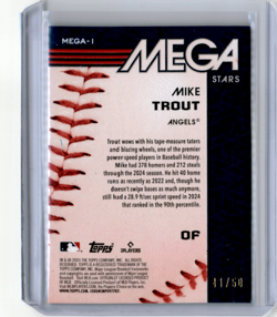 2025 Topps Series 1 Mike Trout Mega Stars Gold /50 Exclusive SSP Case Hit - Image 2