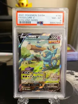 2021 Pokemon Sword & Shield Evolving Skies Full Art Golurk V #182 PSA 8 NM - MT - Image 1