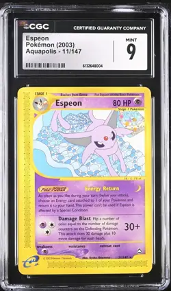 2003 Pokemon Aquapolis Espeon NON HOLO RARE #11/147 CGC 9 - Image 1