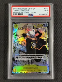 One Piece PSA 9 MINT Trafalgar Law Manga Alt Art 2025 OP10 #119 SEC - Image 1