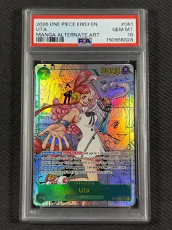 One Piece PSA 10 GEM MT Uta Manga Alt Art 2026 EB03-061 Ultra Rare SEC - Image 1