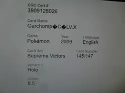 CGC 8.5 NM/Mint+ Garchomp C LV.X Supreme Victors 145/147 Holo rare Pokemon Card - Image 4