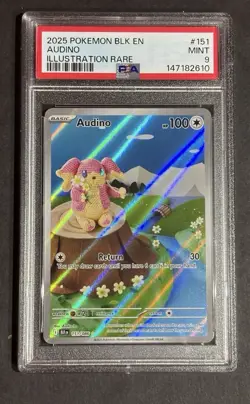 Pokemon Sv: Black Bolt Audino Illustration Rare Holo PSA 9 #151/086 English - Image 1