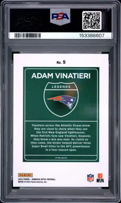 2024 Panini Donruss Optic Downtown Legends Adam Vinatieri #9 PSA 8 - Image 2