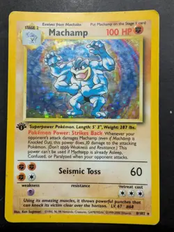 Pokemon Super Rare Machamp Holo Card 8/102 1st Edition 1999 Base Set - Image 1