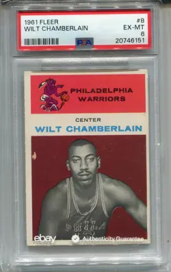1961 Fleer Wilt Chamberlain Rookie Card PSA 6 Ex MINT Graded #8 - Image 1