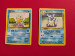Pokemon TCG Squirtle Base Set 63/102 and Wartortle 42/102 Unlimited Common Cards - Image 1