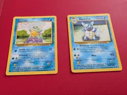 Pokemon TCG Squirtle Base Set 63/102 and Wartortle 42/102 Unlimited Common Cards - Image 2
