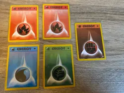 Pokemon Cards Base Set 1st Edition Energy Bundle – Fire, Water, Grass, Fighting - Image 1