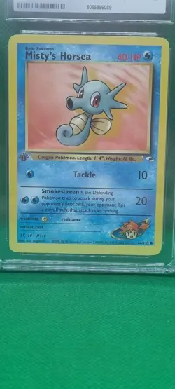 CGC 9.5 MINT+ Misty's Horsea Gym Heroes 1st Edition 86/132 Vintage Pokemon Card - Image 2