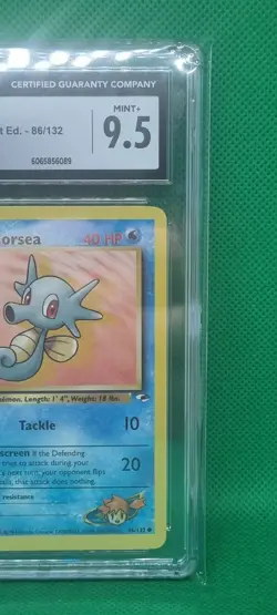 CGC 9.5 MINT+ Misty's Horsea Gym Heroes 1st Edition 86/132 Vintage Pokemon Card - Image 4